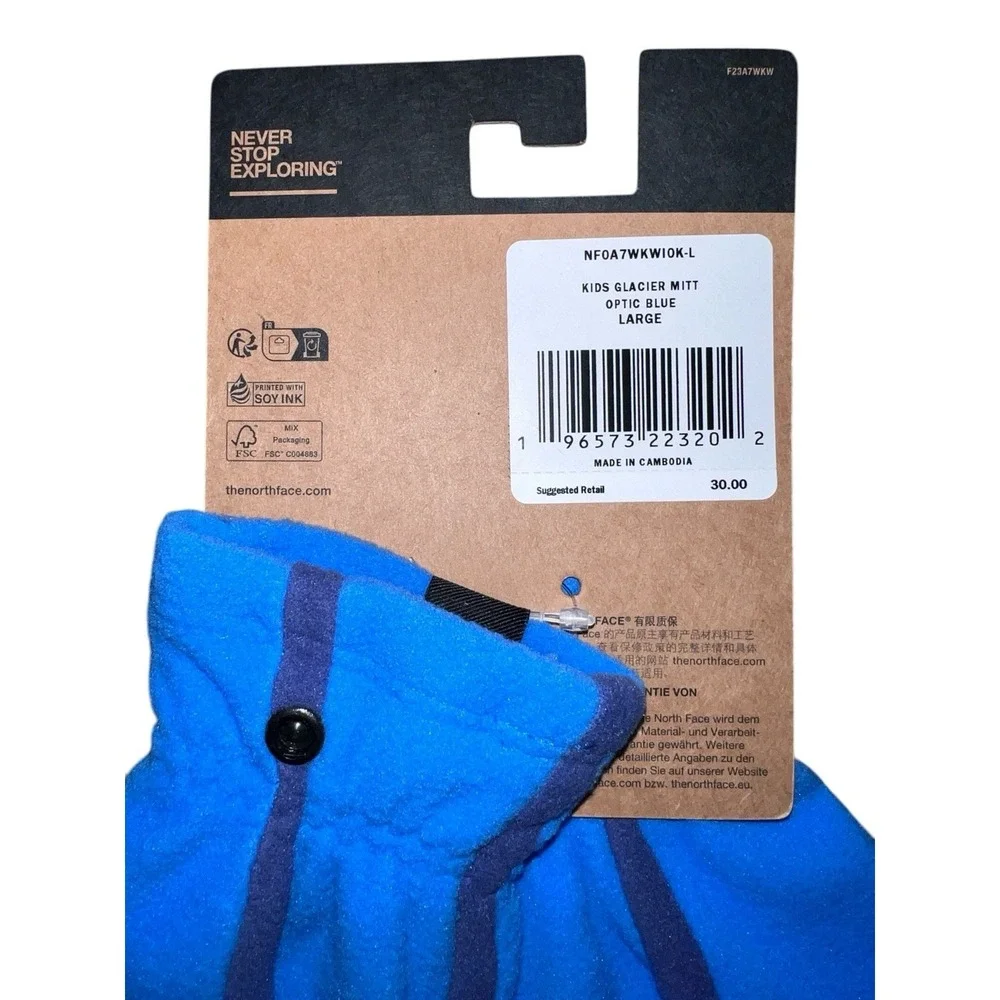 The North Face Kids' Glacier Mittens Large Optic Blue